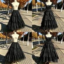 Rok Dalam Hitam 80cm, 2/4 Lapisan Tulle Kristal + Lapisan Dalam, Penyangga Rok Balet Lolita Pernikahan Tanpa Tulang yang Lembut - MultiWarna - View 9