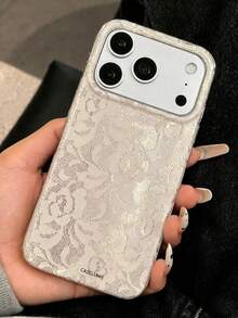 Casing Ponsel Bergaya Vintage Estetika Renda Bunga Berkilau Payet, Kompatibel Dengan iPhone 18 Pro Max 18 Pro 17 Pro Max 17 Pro 17 16 Pro Max 16 Pro 16 15 Pro Max 15 Pro 15 14 Pro Max 14 Pro 14 13 Pro Max 13 Pro 13 12 11, Casing Lembut Berkilau Elegan dengan Pola Riak Air - putih pucat - View 5