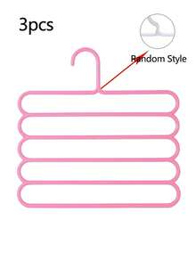 3pcs/Set Home 5-Tier Plastic Hanging Clothes Rack, Multi-Functional Scarf Rack Plastic 5-Tier Storage Clothes & Pants Rack, Suitable For Organizing Pants, Scarves, Ties And Other Long Items. - Multicolor - View 12