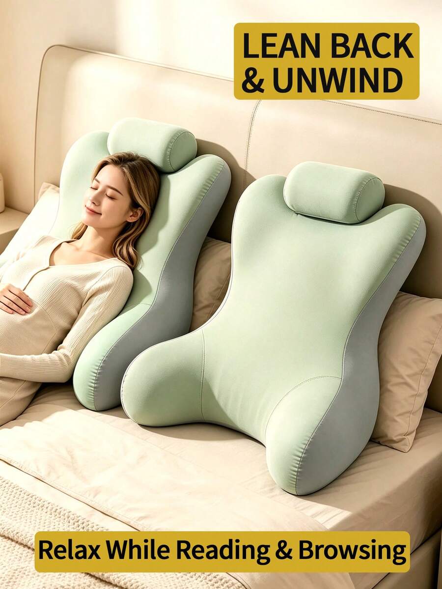 Bantal Sandaran Punggung Busa Memori, Cocok untuk Membaca di Tempat Tidur, Desain Ergonomis, Bantal Kursi Penopang Punggung Tinggi, Bantal Sandaran Punggung dan Pinggang dengan Sandaran Lengan, Bantal Kursi Sandaran Punggung Tempat Tidur, Kursi Santai, Cocok untuk Bermain Game, Membaca, Bermain Ponsel, Bekerja dan Bersantai, Hadiah Halloween, Natal - A - View 1