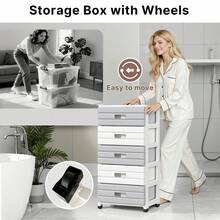 EZIFY 4/5/6-Tier Drawer Storage Cabinet, Modern Minimalist Design, Space-Saving Multi-Drawer Organizer, Portable Unit For Keys/Masks/Small Items, For Entryway/Hallway/Bedroom. - 6-tier White/Grey - View 3