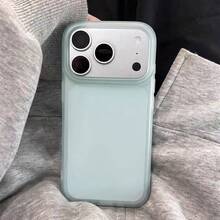 1件極簡軟觸感霧面淺綠色手機殼，適用於 Apple 18 Pro Max 17 Pro Max 16 15 14 13 Pro Max/Pro，半透明防震防摔軟保護套 - 淺綠 - 查看 2