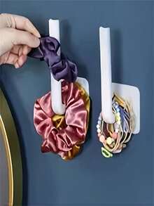 2/1pc Plastic Hooks, Drill-Free Hair Band & Hat Rack, Multi-Functional Hooks, Suitable For Office, Kitchen, Bedroom, Behind Door Storage Cabinet, No-Damage Adhesive Hooks, High-Adhesion Bedroom Clothes Rack! Towel Rack | Type Storage Hooks - Wall And Door Hanging, Hair Ties - Kitchen, Bedroom, Bathroom, Office Space Saving Design Home Storage Organizer - View 2