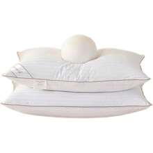Almohada de Plumón de Ganso Blanca a Rayas Paquete de 2 42.9x10.2 cm| Almohada de Cama con Funda de Algodón 100%| Relleno de Plumón de Ganso Suave y Cómodo| Tamaño Estándar para Dormir Bien| Fácil de Cuidar - Estándar (Paquete de 2) - Ver 1