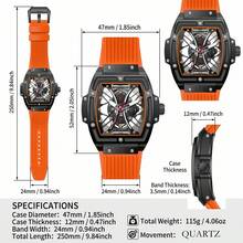 ONOLA Brand Fashion Hollow Skeleton Quartz Watch Sports Waterproof Watches Luminous Wristwatch With Gift Box Birthday Present For Men - A - View 6