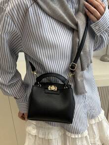 Dedoo New Fashion Casual Latch Handbag, Suitable For Party, Outing, Shopping And Daily Use, - Black - View 5