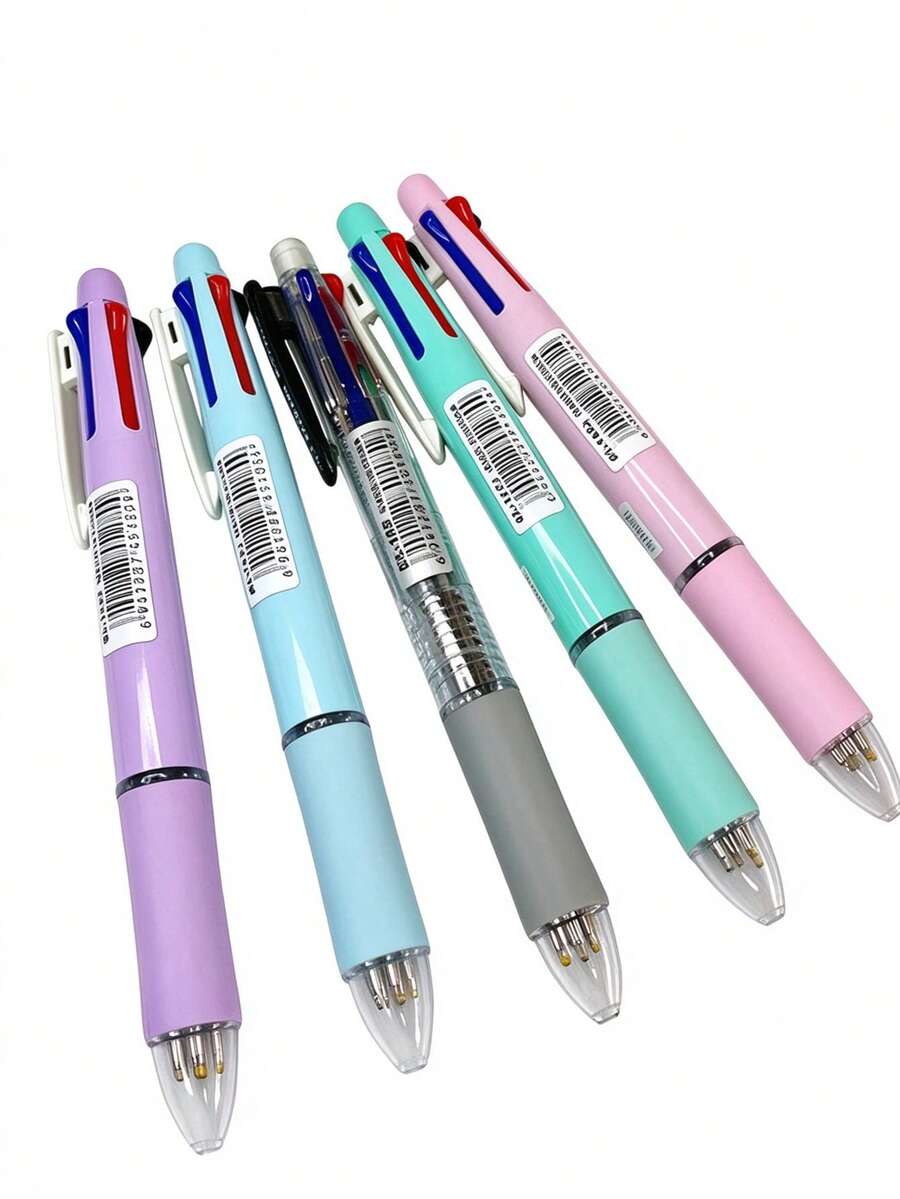 Clickable Multi-Color Ballpoint Pen, 4-In-1 Multi-Function Writing Pen, Stationery, Student Supplies - 4-color Ballpoint Pen + 1 Pencil Lead - View 1