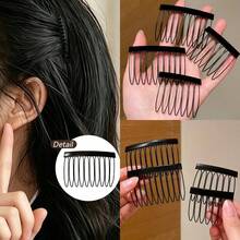 2/4 قطع إكسسوارات شعر عملية صغيرة، أمشاط شعر سوداء غير مرئية بدون فواصل، مشابك شعر صغيرة، أداة تكثيف الشعر الجانبي العالي، تُستخدم لتثبيت الشعر الفضفاض والغرة - متعدد الألوان - مشاهدة 1