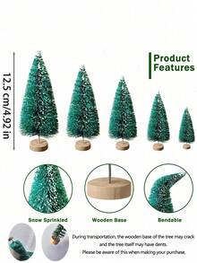 8pcs Christmas Tree DIY Bottle Brush Tree, Plastic Sisal Tree, Miniature Frosted Fir With Wooden Base, Suitable For DIY Crafts, Display, Desktop Home Decor And Christmas Decoration, 4 Styles - Multi-color Version 2 - View 7