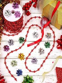 1 Roll Multi-Color Pearl Beaded Garland String, Faux Pearl Rope, Suitable For Christmas Tree, Wreath, Gift Wrapping, Wedding, Party, DIY Handmade Decoration - Multicolor - View 8