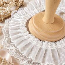 2-Inch Pearl Luster Ruffle Lace Trim, Pleated Lace Fabric, Suitable For Sewing, Cuffs, Skirts, Curtains, Aprons, DIY Crafts And Home Decor - Double-layer Lace Trim - View 6