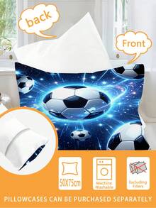 2/3PCS Blue Light Galaxy Soccer Fitted Sheet Green Dinosaur Print Bedding Set For All Seasons Twin/Full/Queen 100% Polyester Machine Washable - Multicolor - View 7