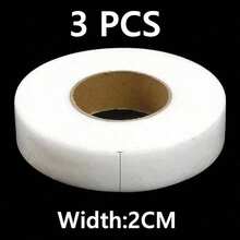 1/2/3cm Wide 60M White Double-Sided Adhesive Non-Woven Hot Melt Interlining Fabric, Thin Iron-On Fusible Interlining Tape With Glue Mesh Backing For Garment Accessories - White - View 9