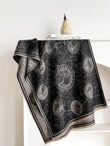 1pc Faux Cashmere Design Planet Pattern Jacquard Warm Scarf For Women, Air Conditioning Room Blanket, Autumn/Winter Outdoor Travel Cold Protection Neck Warmer, Soft Decorative Scarf Shawl Dual-Use, Suitable For Daily Matching, First Choice For Gifts - Multicolor - View 5