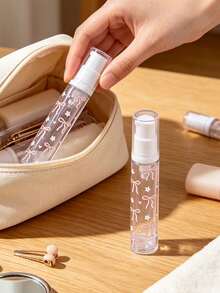 Airless Travel Bottle With Bow & Flower Print,Vacuum Pump Bottle, Portable Clear Spray Bottle,Lotion Bottle,Travel Cosmetic Liquid Container - Multicolor - View 8