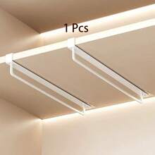 1/2pcs No-Drill Under-Shelf Hanging Clothes Rod | Metal Wardrobe Pants Rack Storage, Hanger Storage Rack | No-Nail Hanging Space-Saving Clothes Rack | Strong Load-Bearing | Suitable For Wardrobe, Cabinet Shelves, Black/White, Length 50cm/19.68in - Multicolor - View 17