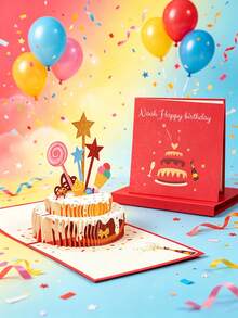 1pc Customized Text 3D Pop-Up Greeting Card, Creative Premium Card For Holiday Party Birthday, Floral Decoration Message Card - Single Piece - View 7