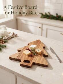 1pc Wooden Cutting Board, Chopping Board, Christmas Tree Tray, Cheese Tray, Christmas Tree Tray, Christmas Holiday Decoration, Christmas Gift. - View 7