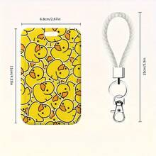 2D Style, 1pc/Pack, Cute Yellow Duck Shaped Wrist Strap ID Badge Holder, Multi-Functional Plastic Oil-Resistant Name Tag Clip, Suitable For Work, Study And Daily Use - Rectangle - View 6