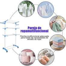 Telescopic Clothes Drying Racks - Blue - View 3