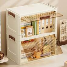 Plastic Multi-Layer File Rack, Foldable Home Storage Cabinet, Lightweight File Storage Organizer, Suitable For Indoor Daily Items And File Organization, Multi-Layer Foldable File Storage Cabinet, Plastic Home File Organizer, Entryway, Foyer Storage, Flip-Top, Space-Saving Stackable Drawer Cabinet - Multicolor - View 5
