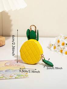 CHARM INFINITE Creative Pineapple Shaped Mini Coin Purse Keychain, Faux Leather Zipper Mini Storage Bag Pendant, Can Be Hung On Backpack, Handbag, Portable Carabiner Accessory, Exquisite Christmas Surprise Gift For Women And Girls - Yellow - View 6