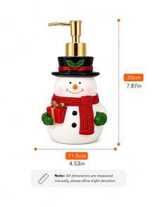 1pc Christmas Bathroom Soap Dispenser, Cute Snowman Refillable Hand Soap & Lotion Pump Bottle, Festive Vanity Sink Countertop Accessory, Holiday Bathroom Home Decoration - Multicolor - View 9