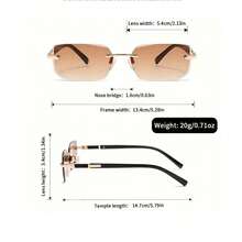 1 Pair Unisex Black Small Frame Fashion Rimless Y2K Summer Beach Fashion Glasses, Beach Accessory, Create Street Style, Suitable For Sweaters, Jackets, Hoodies, Outdoor Activities And Travel - Champagne - View 5