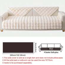 1pc Faux Rabbit Fur Sofa Cover, Thick Warm Plush Pet-Friendly Non-Slip Furniture Protector For Bedroom, Office, Living Room, Home Decor - Ivory White - View 16