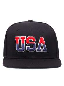 1pc Fashion Creative Baseball Cap, American Embroidery Street Hip Hop Hat, Skateboard Hat, Outdoor Adjustable Decorative Sun Hat, Unisex Flat Brim Cap - USA - View 3