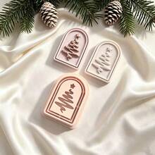 Christmas Theme Polymer Clay Cutter, Christmas Tree, Gift Box, Reindeer Shaped Clay Mold Set, Christmas Atmosphere Earring Making Tools, Soft Clay Jewelry Making Molds - Apricot - View 3