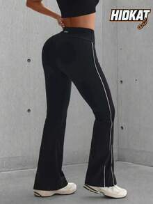 Hidkat Women's Tight Fit Dance Flare Yoga Sports Leggings, Black, Spring - Black and White - View 2