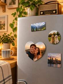 Personalized Photo Fridge Magnet, Customizable Round PVC Photo Frame, Suitable For Family, Couples, Pets, Christmas Decoration, Can Display Your Photos - Multicolor - View 8