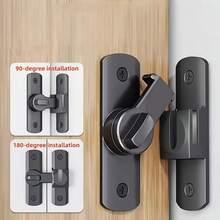 1pc Heavy Duty Anti-Theft Sliding Bolt Door Lock, 90°/180° Adjustable Installation, Black Sturdy Metal Security Lock With Screws, Suitable For Standard Doors In Commercial Residential, Home Office, Garage, Hotel, Bathroom - Black - View 2