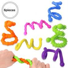 Multi-Texture Finger Toys, 6pcs Set Of Playful Classroom Toys, Can Be Twisted Into Any Shape, Focus-Enhancing Toys, Gifts - Multicolor - View 2
