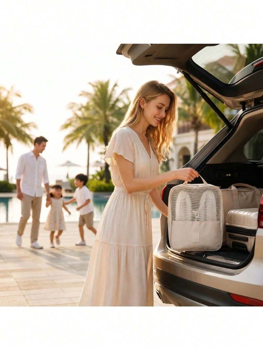 حقيبة أحذية للسفر مع نافذة شبكية، منظم تخزين أحذية مقاوم للماء مع مقبض وسحاب، حقيبة أحذية محمولة للأمتعة والجيم وإكسسوارات السفر - متعدد الألوان - مشاهدة 1