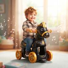 Caballito Montable Con Luz y Sonido Princesa-Príncipe-Sheriff 168D Angelin - Negro - Ver 2