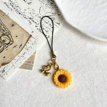 1/2pcs Swan & Sunflower Phone Charm Pendant, Couple Gift, Universal For Smartphones - Multicolor - View 3