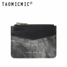 Women's Multi-Slot PU Card Holder, Ultra-Thin Portable Mini Wallet With Zipper Coin Pocket, Textured Patchwork Design, Suitable For Daily Use - Multicolor - View 15
