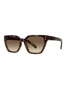 1pc Vintage Tortoiseshell Upswept Cat Eye Thick Frame Fashion Glasses With Rivet Decor Temples, Gradient Tea Lenses, Slimming Style For Women, Commute, All-Season Versatile - Gradient Brown - View 2