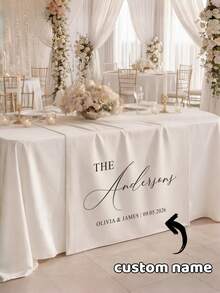 Linen Wedding Table Runner, Personalized Custom Banner, And Name Decor For A Sweet Reception-Suitable For Wedding And Party Decorations. - Multicolor - View 1