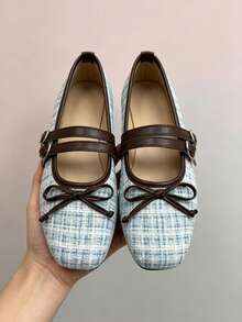 Sepatu Balet Datar Wanita, Sepatu Hitam yang Nyaman - Biru - View 1