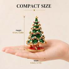 1pc Christmas Tree Hanging Ornament, Vintage Enamel Christmas Tree Shaped Hinged Jewelry Box, Inlaid With Faux Pearls, Crystals And Rhinestones, Both Exquisite Jewelry Storage Box And Ring Holder, Luxury Christmas Home Decor - Multicolor - View 10