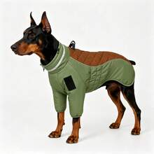Medium To Large Dog 2-Legged Winter Warm Jacket With High Collar And Reflective Strip, Hook And Loop Closure For DIY, Windproof And Warm Outdoor Pet Clothing (Suitable For Doberman, Labrador, Dalmatian, Great Dane, Shepherd, German Shepherd, Etc.) - Multicolor - View 5