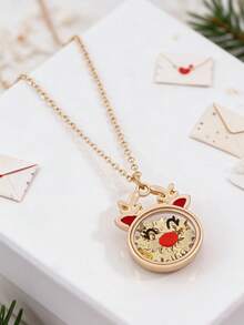 1Pc Christmas Reindeer Shaker Pendant Necklace For Girls, Cute Rudolph Red Nose Shaking Star Confetti Charm Necklace, Xmas Holiday Party Jewelry Gift - Multicolor - View 5