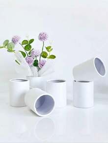 4/10 Pcs White Round Floral Box, Fresh Flower Packaging Small Box, Valentine's Day Fresh Flower Packaging Small Bucket, Handheld Flower Bucket Mini Hug Bucket - View 7