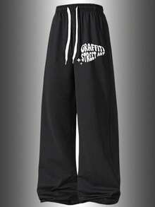 Women's Spring/Autumn Soft Comfortable Breathable Straight Leg Sweatpants, Casual Jogging Fitness Track Pants - Black - View 3