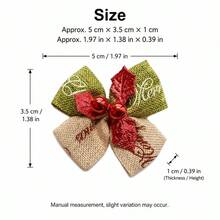 8pcs Mini Christmas Bows, Handmade With Gold Trim And Pointed Decoration, Suitable For Christmas Tree Decor, Gift Wrapping, Wedding, Party, New Year Holiday Scene Decoration, Red And Green Featherless Decorative Bows - Multiple Styles - View 3