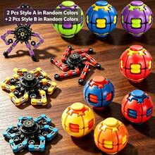 Set Mainan Fidget Transformable 8 Buah, 4 Spinner Mekanik Transformable + 4 Bola Pereda Stres Berputar, Warna Acak, Mainan Sensorik Pereda Kecemasan untuk Dewasa, Mainan Dekompresi Berputar Transformable Kreatif, Hadiah Dekorasi Meja Kantor - MultiWarna - View 16