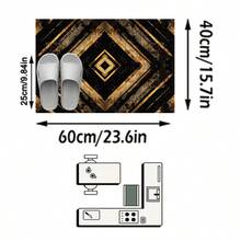 1件裝 黑金配色做舊幾何菱形圖案現代奢華水晶絨長方形地毯，復古啞光金屬質感細節，可機洗，適用客廳臥室居家裝飾，四季通用，美學家居裝飾 - 彩色 - 查看 14